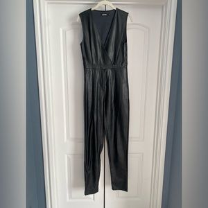 Misguided vegan leather jumpsuit - size 10